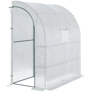 Outsunny Sera de gradina PE cu rafturi 3 nivele, sera de balcon, panza consolidata 140 g/m2, structura din otel, 2 usi rulabile cu fermoar, pentru legume plante flori, 200 x 100 x 215 cm, alb | Aosom Romania imagine