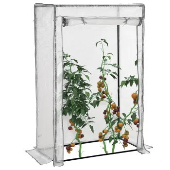 Outsunny Sera de gradina, sera de balcon, panza renfortata PE, structura din otel, usa zippata rulabila, 100 x 50 x 150 cm alb | Aosom Romania imagine