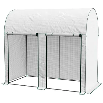 Outsunny Sera de Gradina, Sera pentru Plante cu 2 Usi Batante Rulante, Acoperire PE, Anti-UV, 2x1x1,78 m, Alb | Aosom Romania imagine