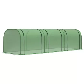 Outsunny Sera de Gradina tip Tunel din Otel si Plastic PP cu Usi care se Ruleaza 295x100x80 cm, Verde imagine