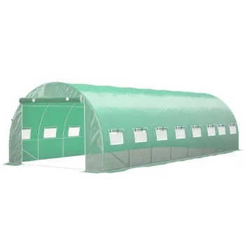 Outsunny Sera de gradina tunel 24m2 8L x 3l x 2H m - 16 ferestre, Usa infasurabila otel galvanizat, folie PE, Verde | Aosom Romania imagine