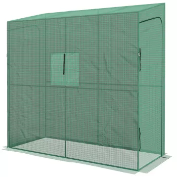 Outsunny Sera De Rosii Inclinata, Sera De Gradina Cu 2 Usi Rulante Si Fereastra Din Plasa, Sera Portabila 200x80x200cm Verde imagine