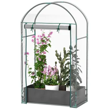 Outsunny Sera pentru Gradina cu Usa Pliabila pe Balamale si Sac pentru Plante, 89x50x152 cm, Transparent | Aosom Romania imagine