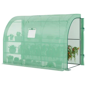 Outsunny Sera, Sera de gradina cu acoperire din plastic, rezistenta la UV, 3 etaje, Usi cu fermoar, Verde | Aosom Romania imagine