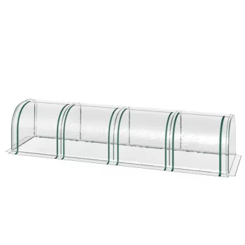 Outsunny Sera tip tunel din otel si folie PVC impermeabila si anti-UV cu 4 usi cu fermoar, 395x100x80 cm, verde inchis si transparenta | AOSOM RO imagine