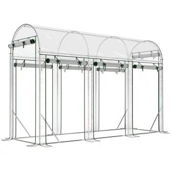 Outsunny Sera tip tunel pentru gradina 3 m2, sera de gradina, cadru din otel galvanizat, 8 usi rulante, 295x100x197cm, transparent | Aosom Romania imagine