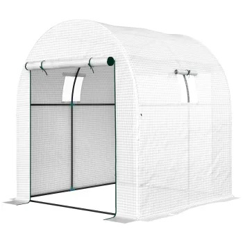 Outsunny Sera Tip Tunel Walk-in cu Acoperire PE Rezistenta la UV, Usi si Ferestre cu Plasa, 1,8 x 1,8 x 2 m, Verde | Aosom Romania imagine