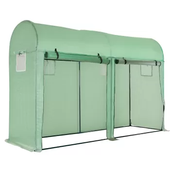 Outsunny Sera Tunel cu 2 Usi si 4 Ferestre Cadru in otel Acoperire in PE, Verde 300x100x200cm | AOSOM RO imagine