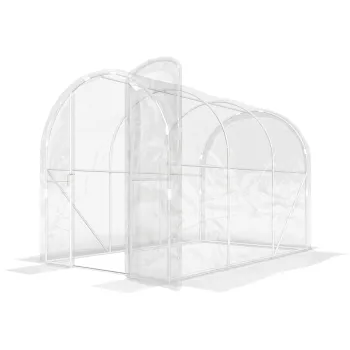Outsunny Sera tunel de gradina 3 x 2 x 2 m 6 m2 cu usa pe balamale, prelata PE 150 g/m2 pentru Legume, Plante, Flori | Aosom Romania imagine
