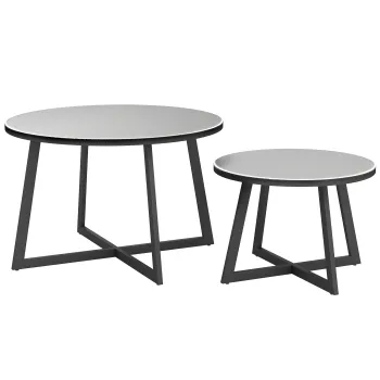 Outsunny Set 2 Masute de Gradina cu Blat din Sticla Securizata, O70x45 cm, Gri | Aosom Romania imagine