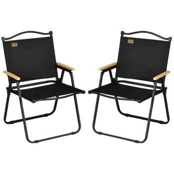 Outsunny Set 2 Scaune de Camping si Plaja Pliabile cu Cotiere, 54x59x78 cm, Negru | Aosom Romania imagine