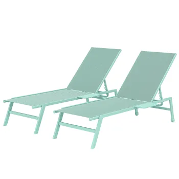 Outsunny Set 2 Sezlonguri cu Masuta, Sezlonguri Gradina cu Spatar Reglabil. | Aosom Romania imagine