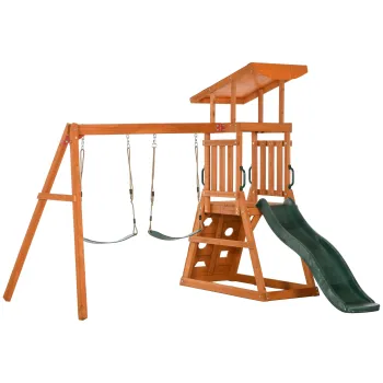 Outsunny Set 4 in 1 cu leagan si tobogan, Set de leagan pentru co imagine