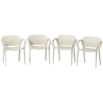 Outsunny Set 4 Scaune de Gradina Stivuibile cu Brate, Rezistente la Raze UV si Impermeabile, 60x56x75 cm, Alb | Aosom Romania imagine