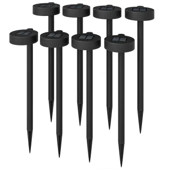 Outsunny Set 8 Lampi de Exterior cu Energie Solara si Iluminare LED Negru | Aosom Romania imagine