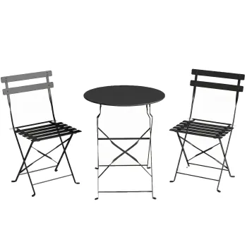 Outsunny Set Bistro Exterior, Mobilier Pliabil cu Masa si 2 Scaune, Negru | Aosom Romania imagine