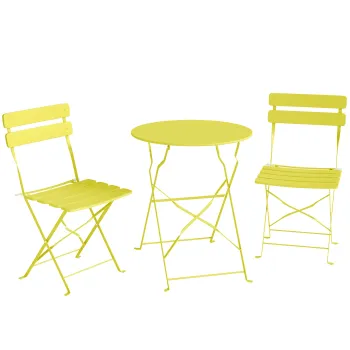Outsunny Set Bistro, Masa si Scaune Pliabile pentru 2, Gradina, Galben. | Aosom Romania imagine