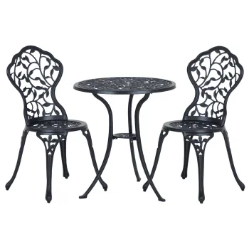 Outsunny Set bistro pentru 2 persoane Mobilier de balcon Masa bistro cu 2 scaune Negru | Aosom Romania imagine