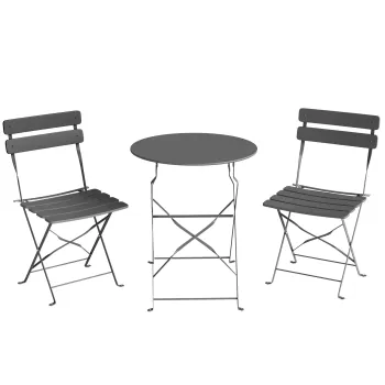 Outsunny Set bistro pentru gradina 3 piese Masa si 2 scaune pliante cu dubla protectie anti-rugina Metal Gri | Aosom Romania imagine