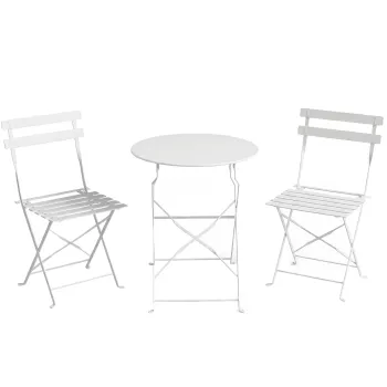 Outsunny Set Bistro Pliabil pentru Exterior cu Masa si 2 Scaune, Alb | Aosom Romania imagine