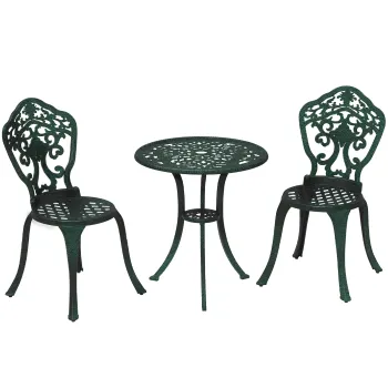 Outsunny Set bistrot pentru gradina din aluminiu, mobilier gradina 3 piese 2 scaune + masa rotunda imitatie fier forjat | Aosom Romania imagine