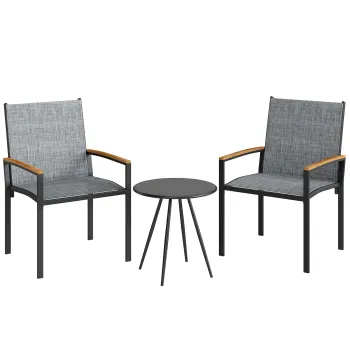 Outsunny Set bistrou 3 piese: Scaune din plasa si masa, Gri mixt. | Aosom Romania imagine