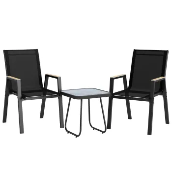 Outsunny Set Bistrou Exterior 3 Piese, Masuta cu Picioruse Reglabile | Aosom Romania imagine