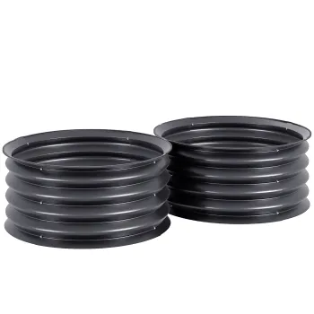 Outsunny Set de 2 containere de plantare galvanizate, O60 x 30H cm, ghivece cu fund deschis pentru diferite plante, Gri inchis | Aosom Romania imagine