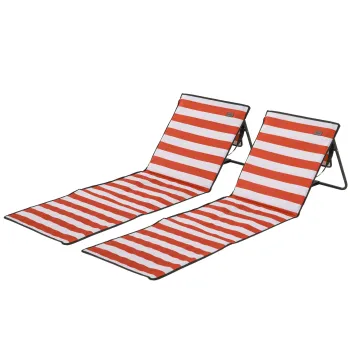 Outsunny Set de 2 covorase de plaja captusite saltea de plaja spatar reglabil multi-pozitii 142 x 51 x 40 cm alb si rosu | Aosom Romania imagine