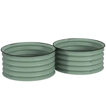 Outsunny Set de 2 ghivece verzinkte, O60 x 30H cm ghivece pentru flori cu baza deschisa pentru diverse plante, Grun | Aosom Romania imagine