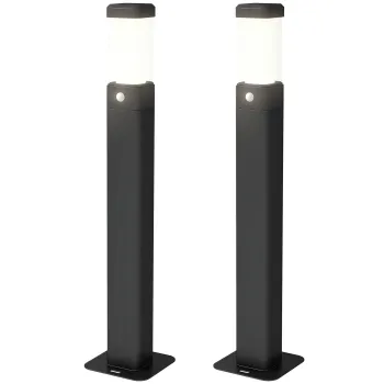 Outsunny Set de 2 lampi de exterior, stalpi luminoase LED, Etanche IP65, Lumina pentru alei si drumuri, negru | Aosom Romania imagine