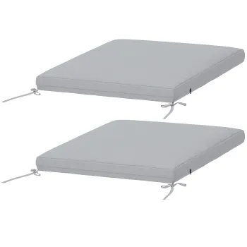 Outsunny Set de 2 perne pentru scaune de gradina, perne rotunde 50 x 50 cm, spuma cu densitate inalta, antiderapante 50x50 cm gri | Aosom Romania imagine