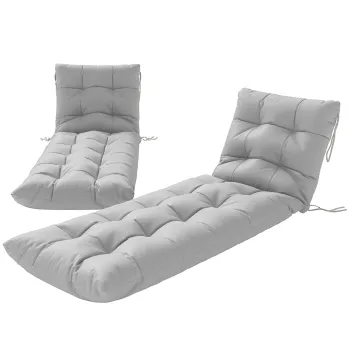 Outsunny Set de 2 perne pentru sezlong 180x55 cm Perne pentru scaune de gradina groase UPF30+ cu 4 benzi Gri Deschis | Aosom Romania imagine