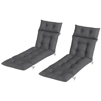 Outsunny Set de 2 perne pentru sezlong, perna baie de soare groasa, confortabila - 6 prinderi, 190 x 56 x 10 cm, gri inchis | Aosom Romania imagine