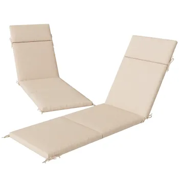 Outsunny Set de 2 perne pentru sezlong, perna de soare cu 6 prinderi, rezistenta UV, 183x53,5x6,5cm, crem | Aosom Romania imagine