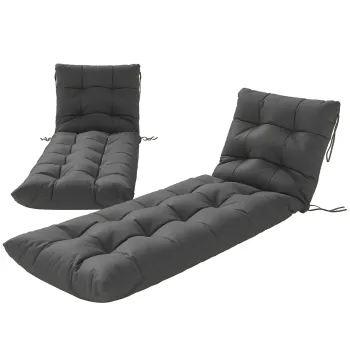 Outsunny Set de 2 perne pentru sezlonguri 180x55 cm Perne groase pentru scaune de gradina UPF30+ cu 4 curele Gri inchis | Aosom Romania imagine
