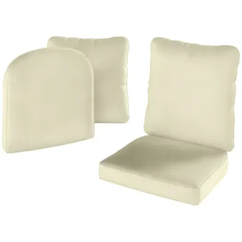 Outsunny Set de 2 perne pentru sezut cu spatar, perna de sezut si de spatar pentru exterior si interior, crem | Aosom Romania imagine