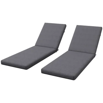 Outsunny Set de 2 Perne pentru Sezut si Spatar, Inlocuire Perne pentru Scaune de Patio, Perne cu Snururi pentru Interior si Exterior, Gri | Aosom Romania imagine