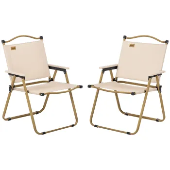 Outsunny Set de 2 scaune de camping scaun de pescuit pliant - tesatura Oxford si structura din otel 54 x 59 x 78 cm kaki | Aosom Romania imagine