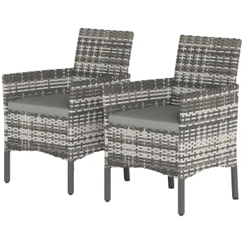 Outsunny Set de 2 scaune de gradina din rattan, scaune de exterior cu perne | Aosom Romania imagine