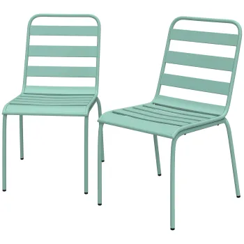 Outsunny Set de 2 Scaune de Gradina Empilabile din Metal pentru Terasa, Balcon, Gradina, Verde | Aosom Romania imagine