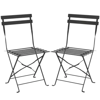 Outsunny Set de 2 Scaune de Gradina Pliabile cu Sezut cu Lamele | Aosom Romania imagine