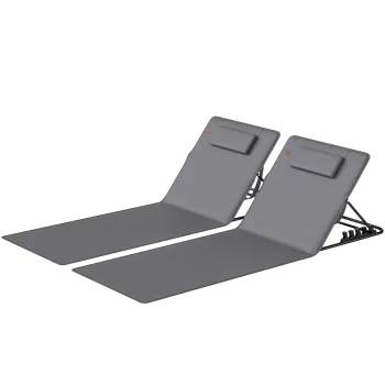 Outsunny Set de 2 sezlonguri de plaja cu spatar reglabil, pliabile si usoare, cu perna si buzunar de depozitare | Aosom Romania imagine