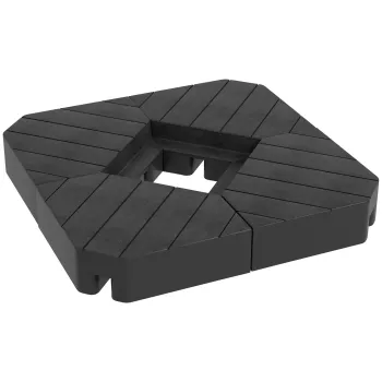 Outsunny Set de 4 Greutati pentru Umbrela din HDPE cu Efect de Lemn, 80x80x13 cm, Negru | Aosom Romania imagine