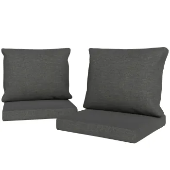 Outsunny Set de 4 perne pentru scaune de exterior, perne de gradina, huse detasabile si lavabile, pentru exterior, gri inchis | Aosom Romania imagine