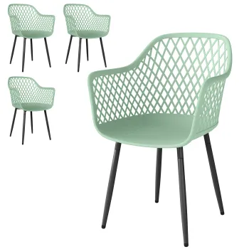 Outsunny Set de 4 Scaune de Gradina, cu Spatar Diamantat, Cotiere, Verde | Aosom Romania imagine