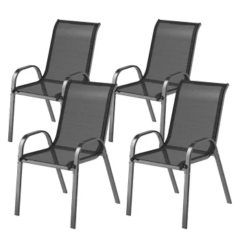 Outsunny Set de 4 Scaune Suprapozabile cu Spatar Inalt si sezut din Plasa, 54x71x93 cm, Negru | Aosom Romania imagine
