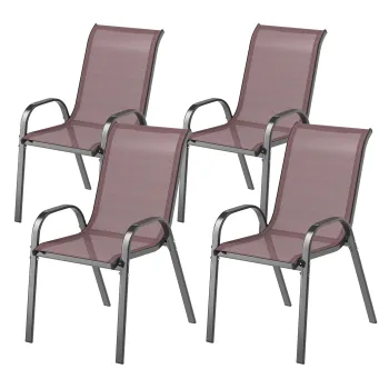 Outsunny Set de 4 Scaune Suprapozabile cu Spatar Inalt si sezut din Plasa, 54x71x93 cm, Negru | Aosom Romania imagine