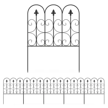 Outsunny Set de 5 garduri de gradina decorative din sarma metalica antirugina pentru exterior, negru | Aosom Romania imagine