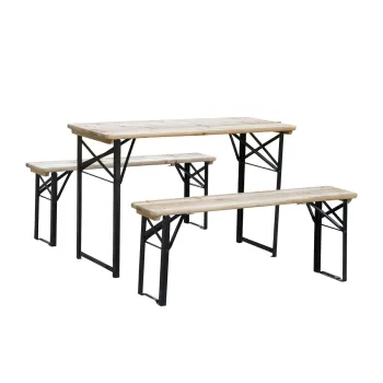 Outsunny Set de Bere 1 Masa 120x50cm 2 Banci 120x25cm din Lemn de Brad imagine